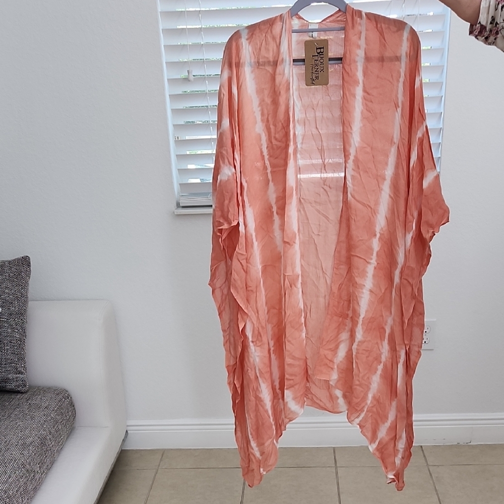 Peach Tie-Dye Kimono by Bijoux